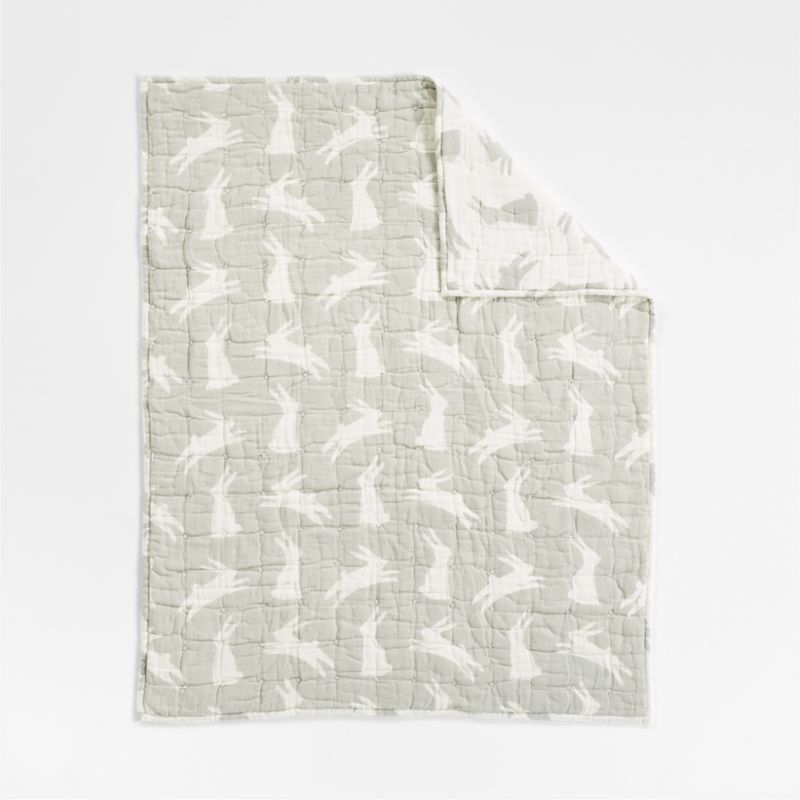 Supersoft Grey Bunny Gauze Organic Cotton Baby Crib Quilt Bedding Set - image 2 of 6