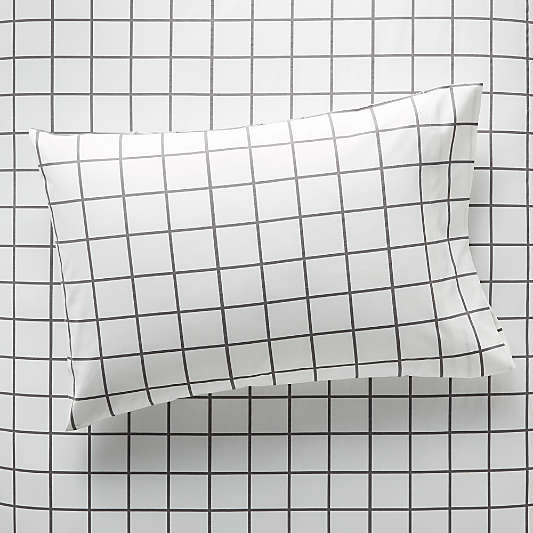 Organic Grey Grid Kids Pillowcase