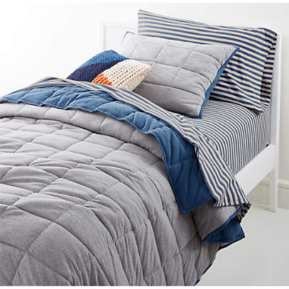 Heathered Jersey Reversible Grey Twin, Grey Twin Bed Covers