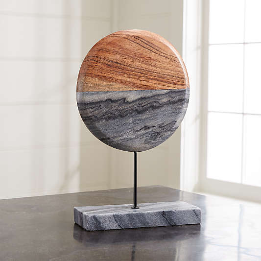 Grey Marble Wood Sculpture