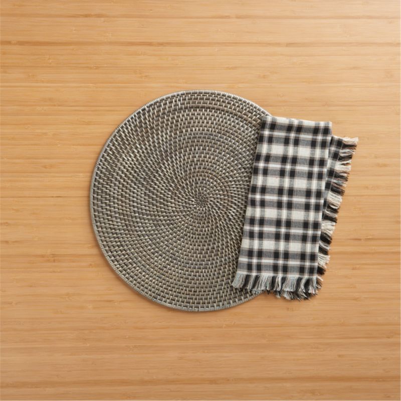 Artesia Grey Woven Rattan Round Placemat + Reviews Crate & Barrel