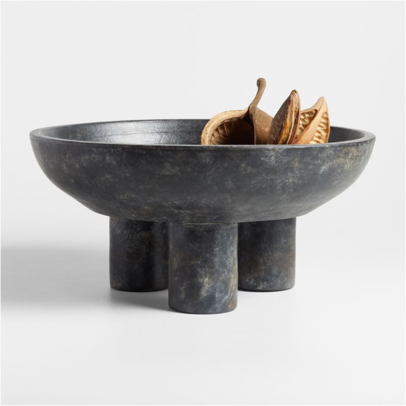 Black Tri-Footed Ceramic Centerpiece Bowl