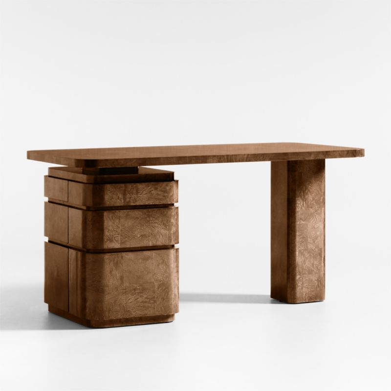 Greye 60" Burl Wood Desk with Swivel Drawers - image 6 of 14