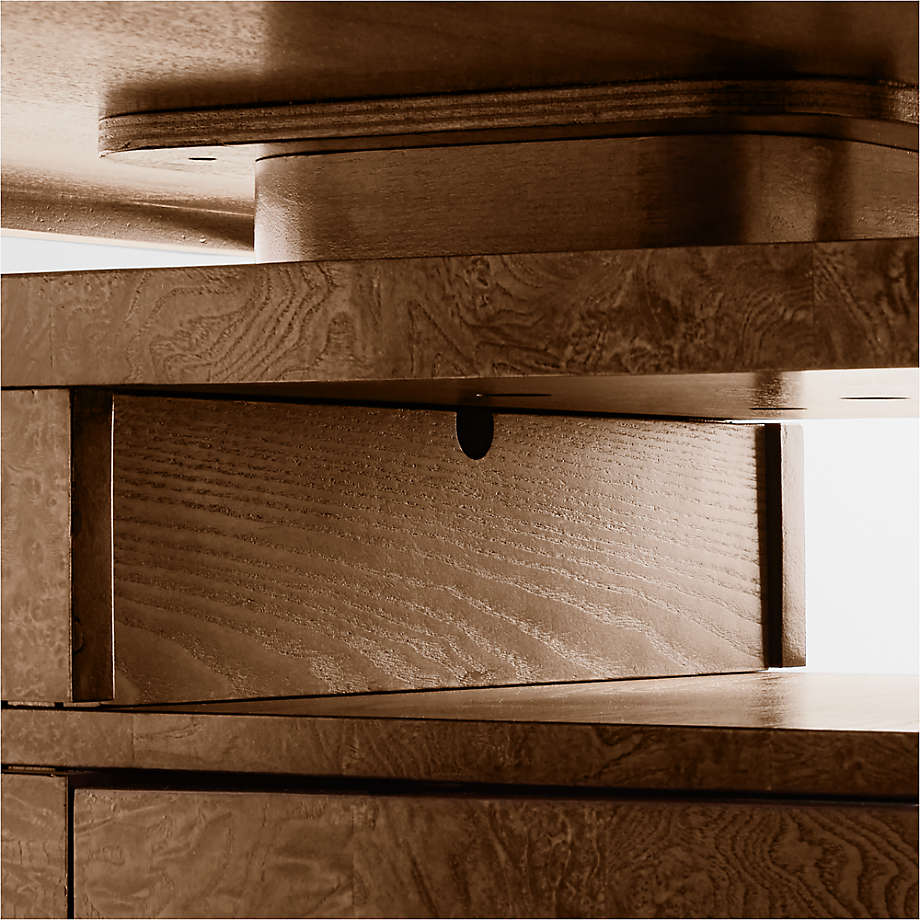 Greye 60 Ash Brown Burl Wood Desk with Swivel Drawers
