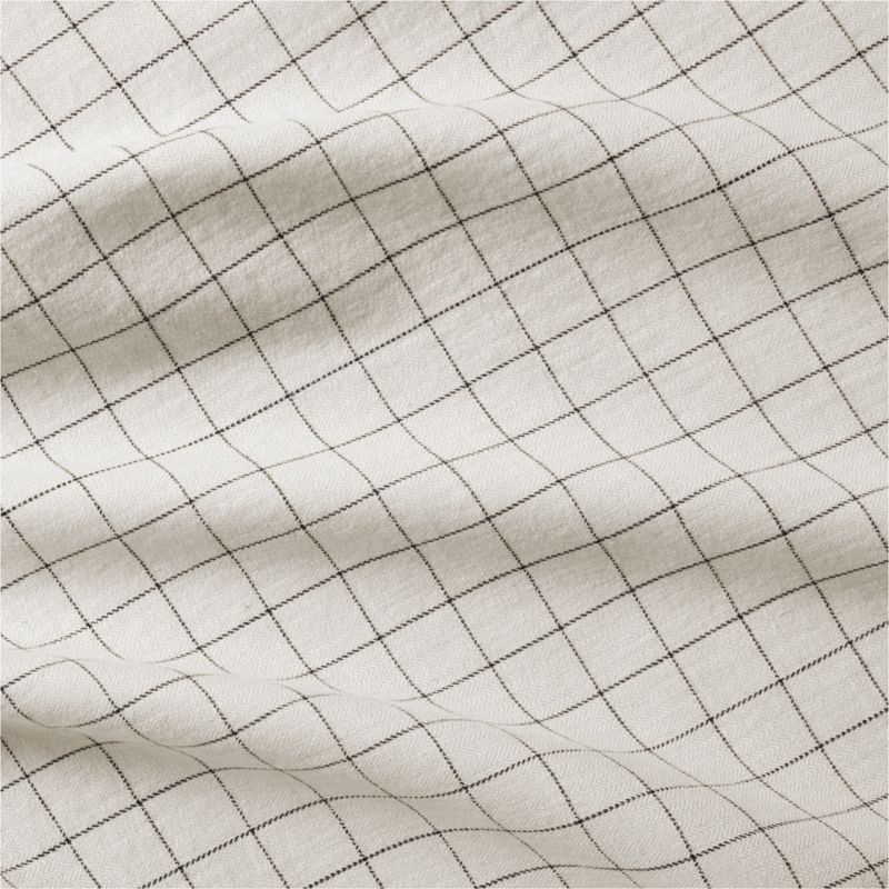 Organic Cotton Grid Natural and Midnight Navy King Bed Sheet Set ...