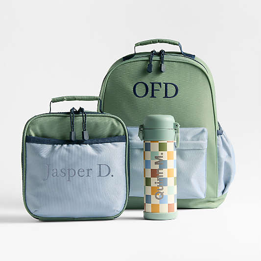 Green and Blue Colorblock Kids Backpack Bundle