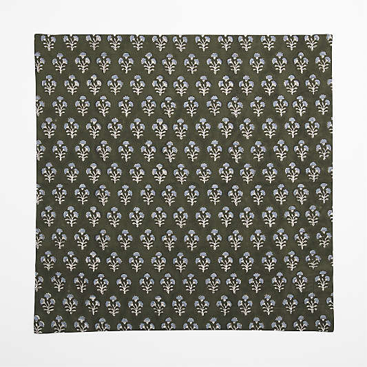 Green Block Print Cotton Dinner Napkin, Set of 4