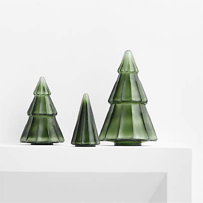 Green Glass Christmas Trees 7"-13.5"