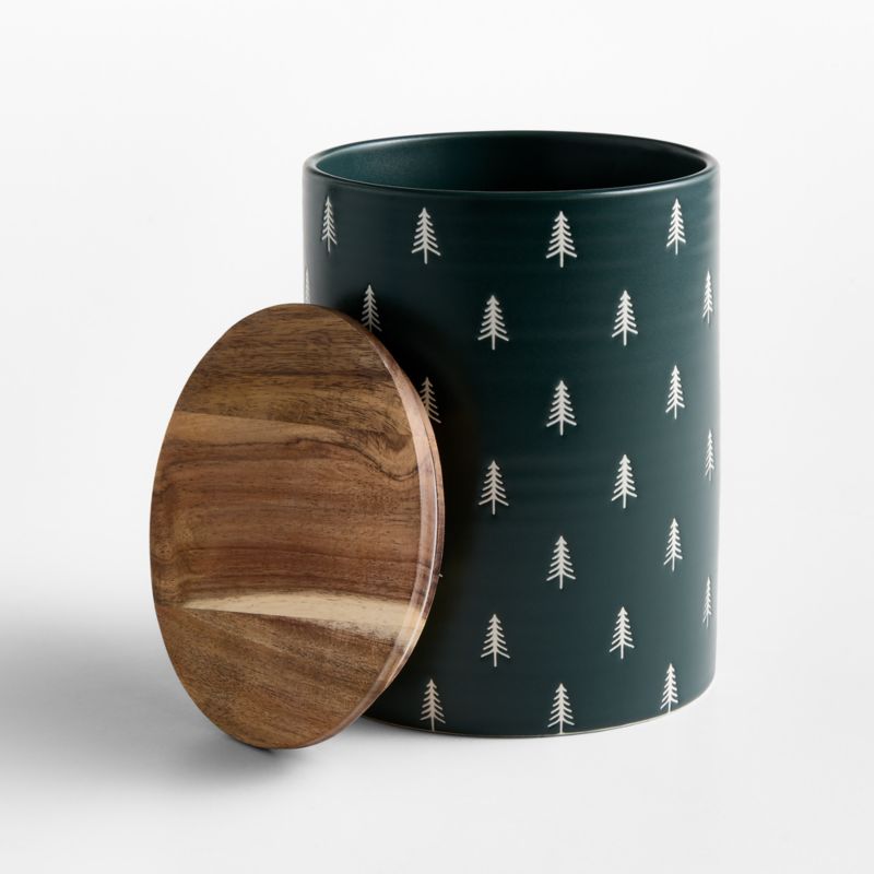 Nordic Trees Ceramic Cookie Jar with Acacia Lid - image 1 of 3