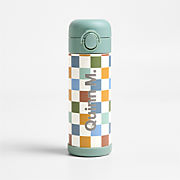 Green Colorblock Insulated Stainless Steel Kids Water Bottle with Straw