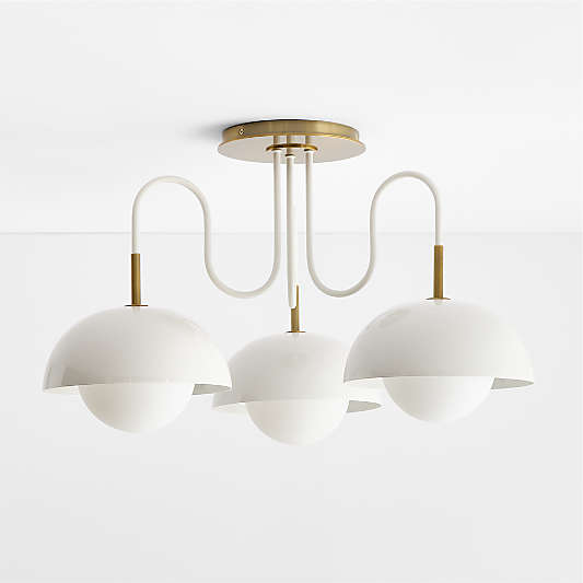 Grand Slam Lob Enamel and Brass Cream Kids Ceiling Light by Venus Williams