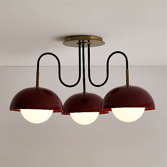 Grand Slam Lob Enamel and Brass Maroon Kids Ceiling Light by Venus Williams