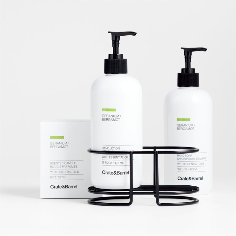 Geranium + Bergamot Hand Soap, Lotion and Candle Gift Set with Matte Black Caddy - image 2 of 3