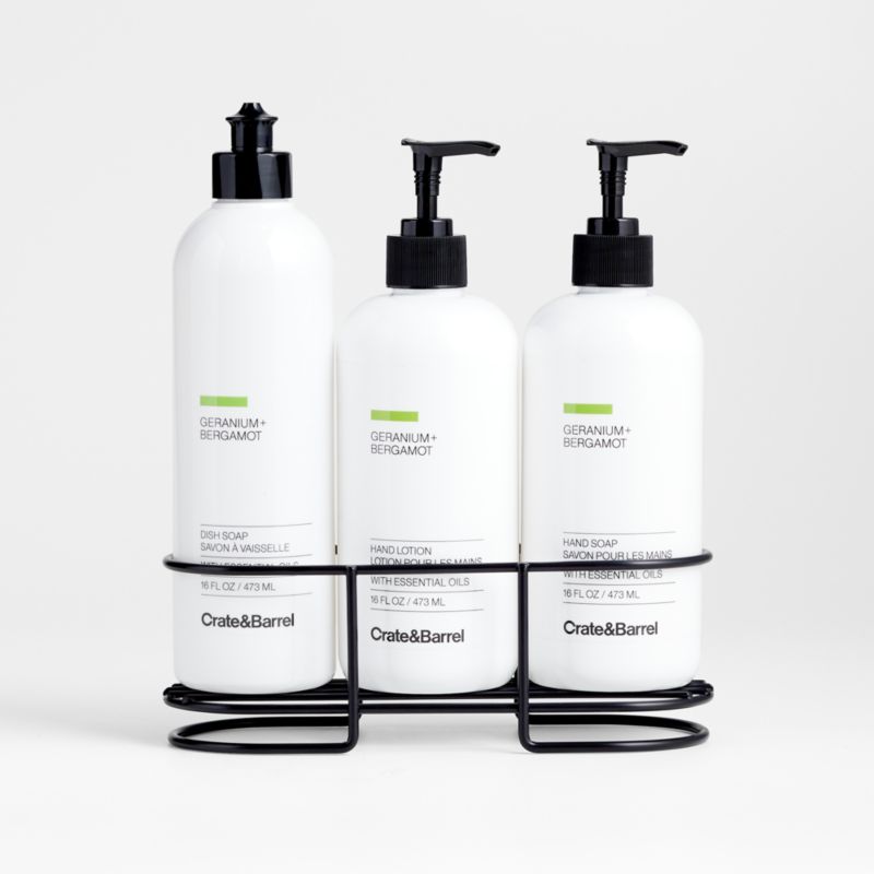 Geranium + Bergamot Hand Soap, Lotion and Dish Soap 4-Piece Kitchen Set