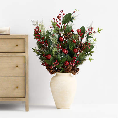 Faux Greenery and Apple Holiday Stem 47"