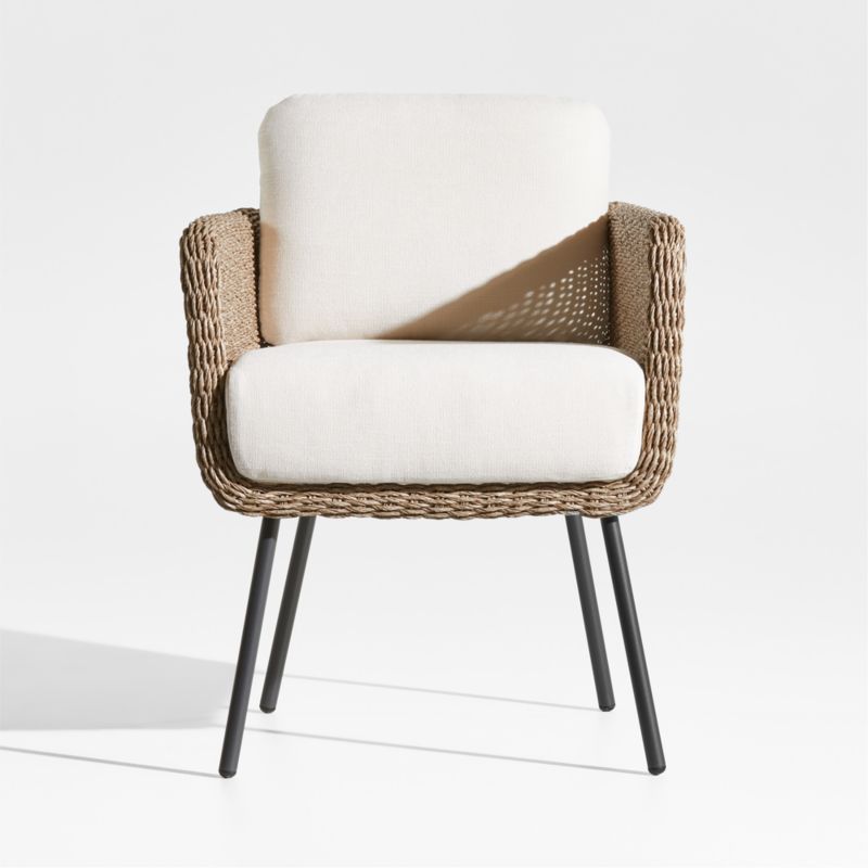 Grotta Wicker Outdoor Dining Arm Chair | Crate & Barrel