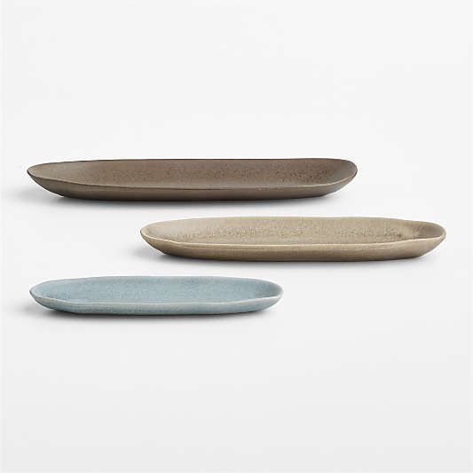 Grove Ceramic Serving Trays, Set of 3