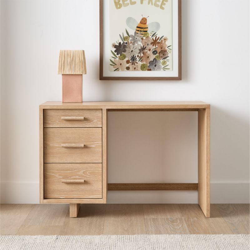 Grayson 45" Natural Brown Oak Wood 3-Drawer Kids Desk - image 2 of 9