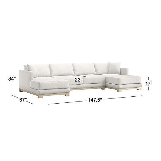 Gather Wood Base 3-Piece U-Shaped Sectional Sofa