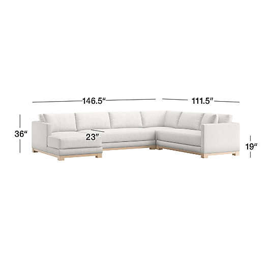 Gather Wood Base Bench 4-Piece U-Shaped Sectional Sofa