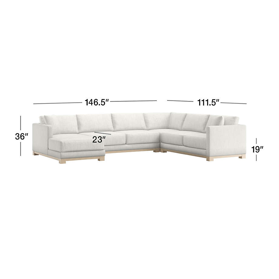 View Gather Wood Base 4-Piece L-Shaped Sectional Sofa with Chaise Lounge - image 4 of 12