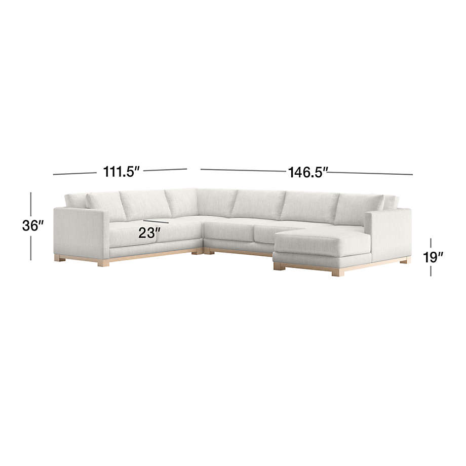 View Gather Wood Base 4-Piece L-Shaped Sectional Sofa with Chaise Lounge - image 4 of 11