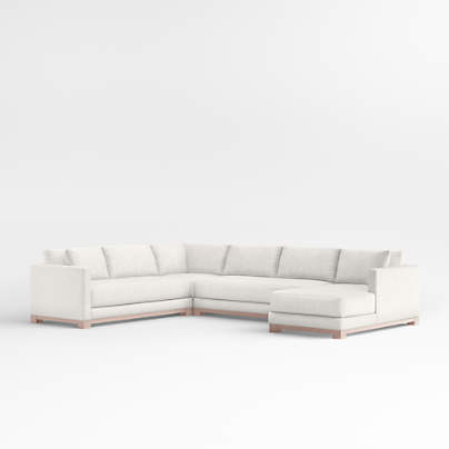 Gather Wood Base Bench 4-Piece U-Shaped Sectional Sofa