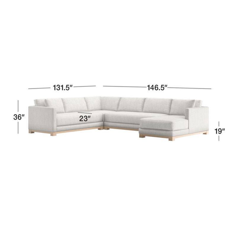 View Gather Wood Base Bench 4-Piece U-Shaped Sectional Sofa - image 3 of 12