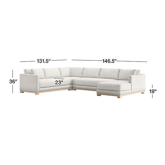 Gather Wood Base Bench 4-Piece U-Shaped Sectional Sofa