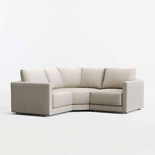 Gather 3-Piece L-Shaped Small Space Wedge Sectional Sofa