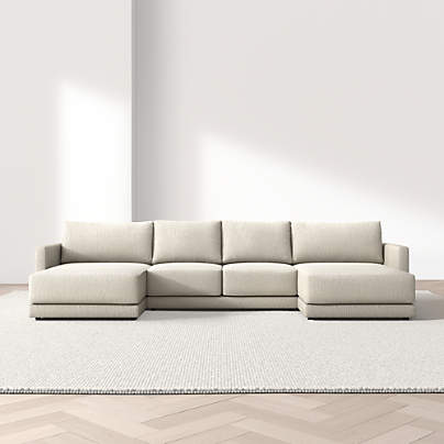 Gather 3-Piece U-Shaped Sectional Sofa with Double Extra Wide Chaise Lounge