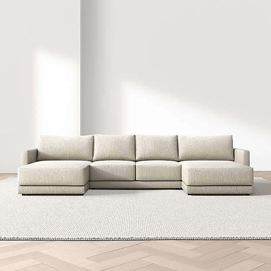 Gather 3-Piece U-Shaped Sectional Sofa with Double Extra Wide Chaise Lounge
