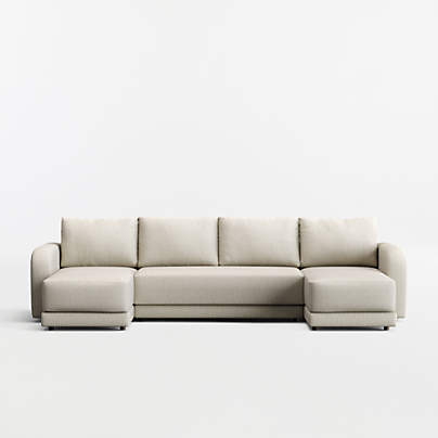 Gather 3-Piece U-Shaped Bench Sectional Sofa with Double Chaise Lounge