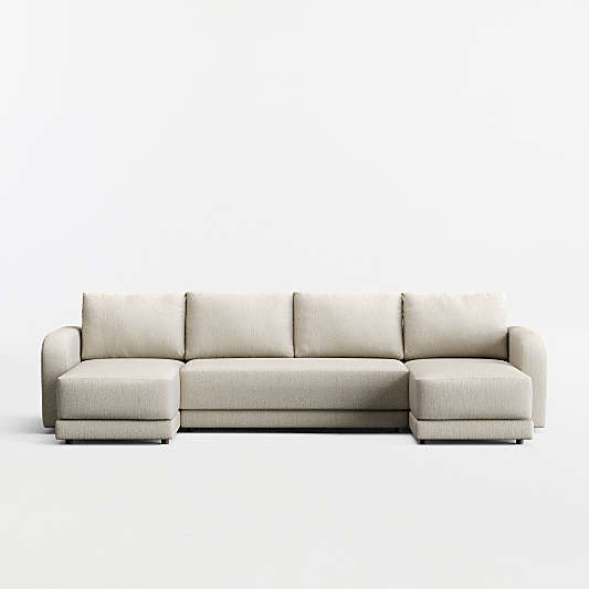 Gather 3-Piece U-Shaped Bench Sectional Sofa with Double Chaise Lounge