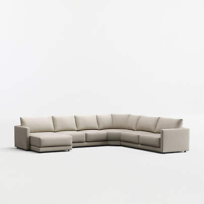Gather 4-Piece L-Shaped Wedge Sectional Sofa with Extra Wide Chaise Lounge