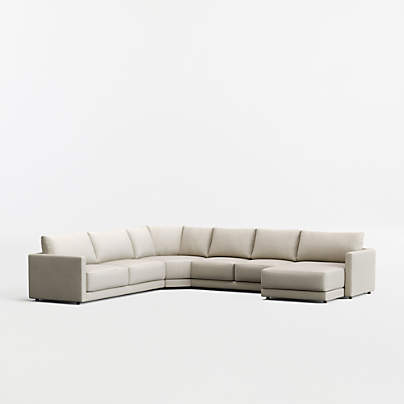 Gather 4-Piece L-Shaped Wedge Sectional Sofa with Extra Wide Chaise Lounge