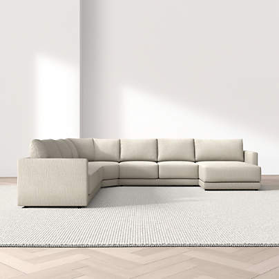 Gather 4-Piece L-Shaped Wedge Sectional Sofa with Extra Wide Chaise Lounge