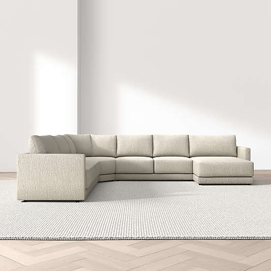 Gather 4-Piece L-Shaped Wedge Sectional Sofa with Extra Wide Chaise Lounge