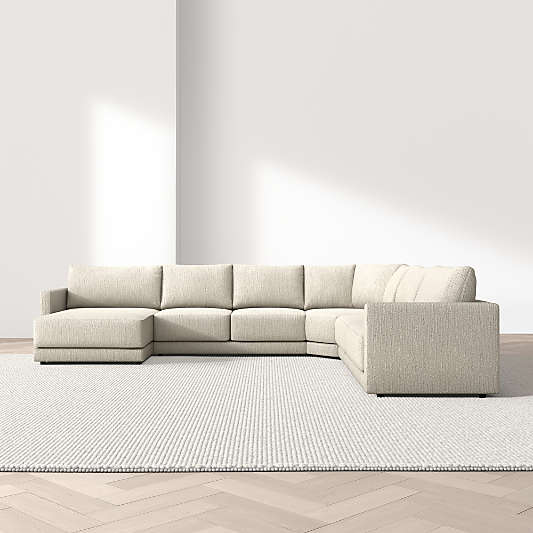 Gather 4-Piece L-Shaped Wedge Sectional Sofa with Extra Wide Chaise Lounge