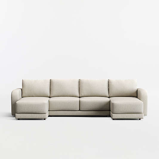 Gather 3-Piece U-Shaped Curved Arm Sectional Sofa with Double Chaise Lounge