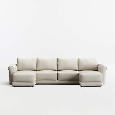Gather 3-Piece U-Shaped Roll Arm Sectional Sofa with Double Chaise Lounge