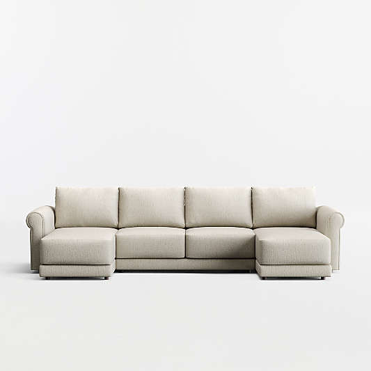 Gather 3-Piece U-Shaped Roll Arm Sectional Sofa with Double Chaise Lounge