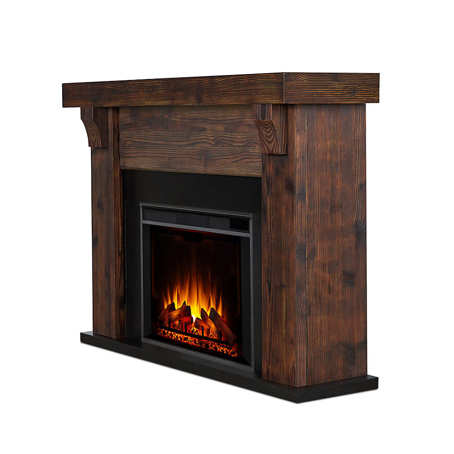 Gunnison Dark Cherry Wood Electric Fireplace | Crate u0026 Barrel