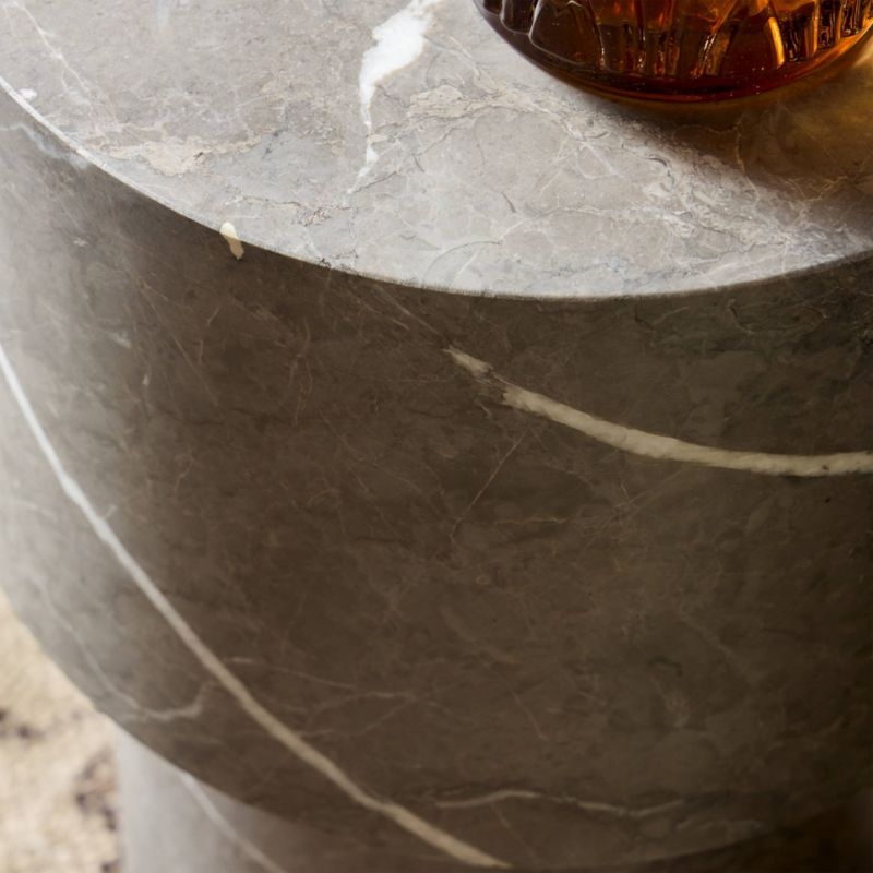 Sayer 10" Warm Grey Marble End Table - image 2 of 8