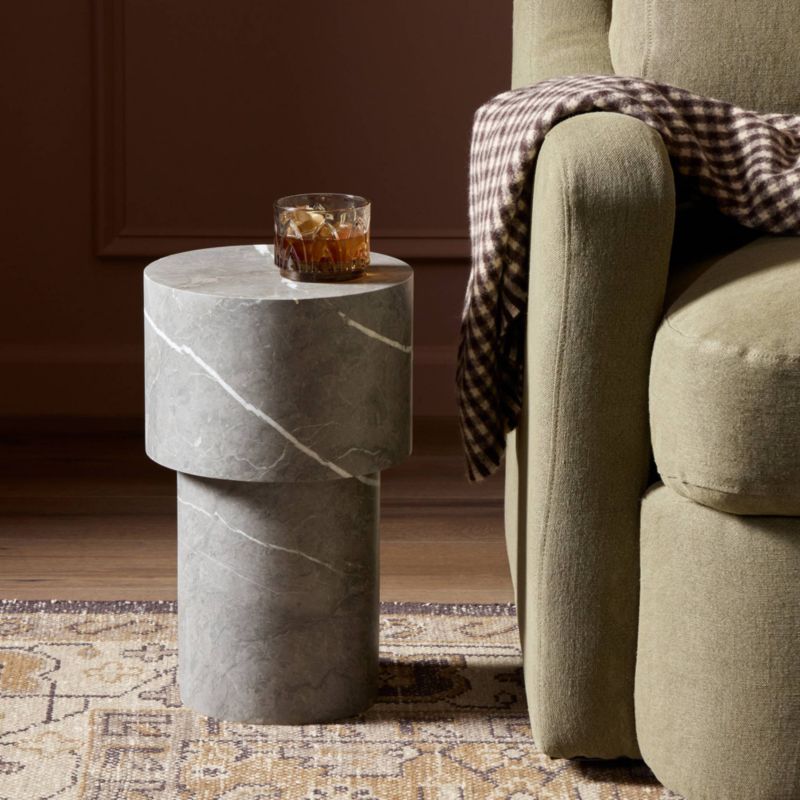 Sayer 10" Warm Grey Marble End Table - image 1 of 8
