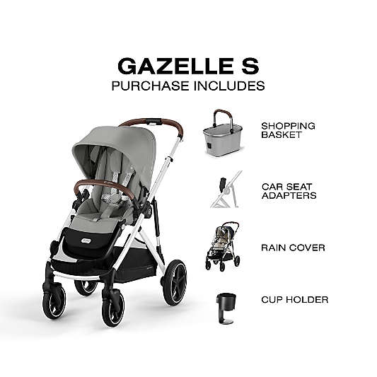 Cybex Gazelle S Stone Grey Modular Baby Stroller with Silver Frame
