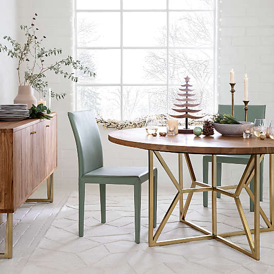 Folio Green Top-Grain Leather Dining Chair