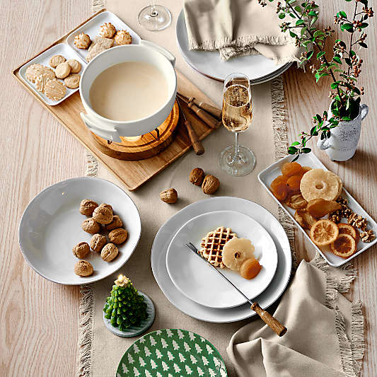 Craft 120" Birch Beige Organic Cotton Fringe Table Runner