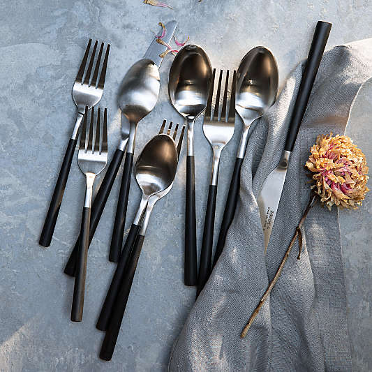 Jace Black Handle Flatware Sets