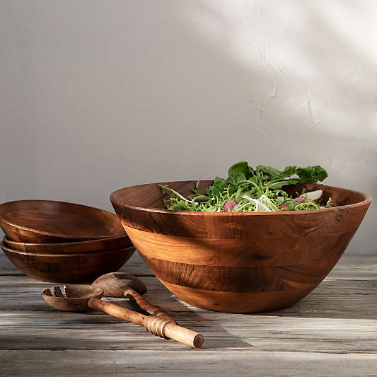 Carson 14.75" Acacia Wood Salad Serving Bowl